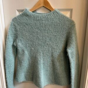 Vince Alpaca /Wool Blend Mock Neck Sweater Aqua Blue Womens L Italy Yarn Soft